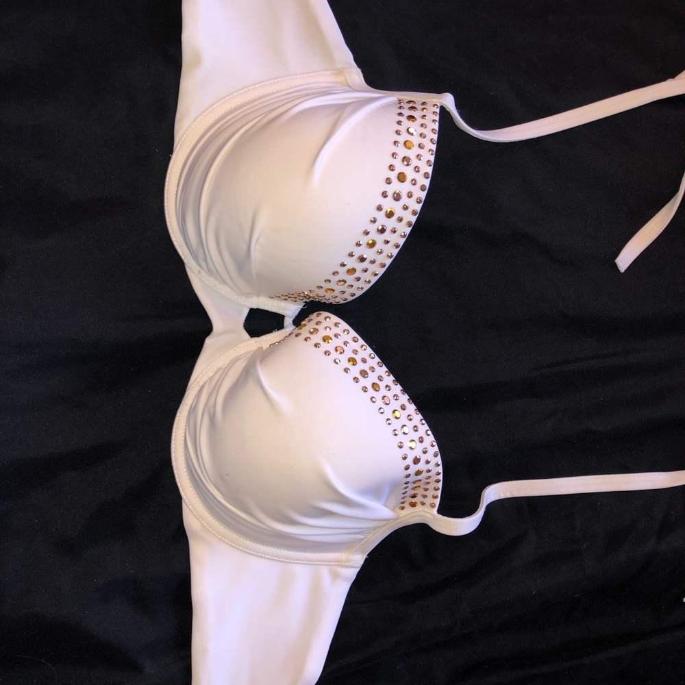 White and gold bikini top